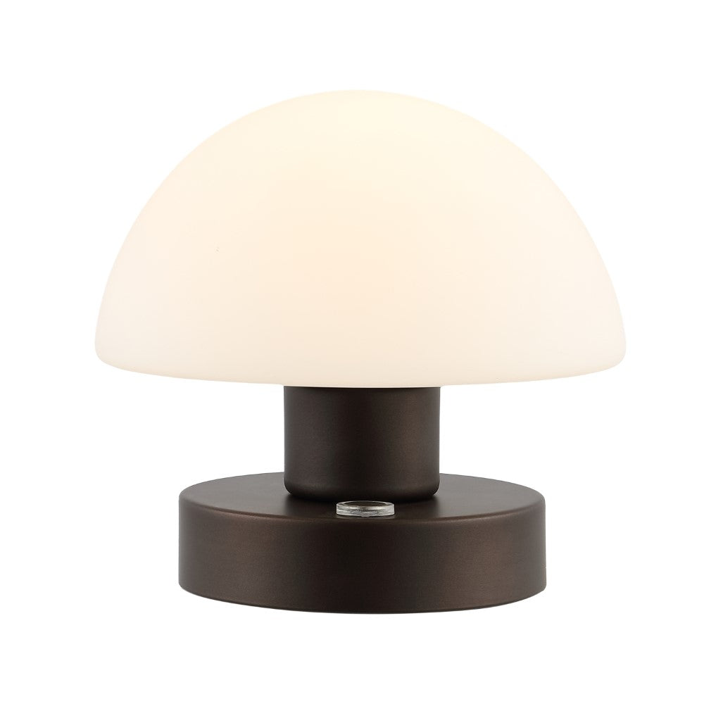 Modern mushroom 5.75" Bohemian Farmhouse Iron Rechargeable Integrated LED Table Lamp