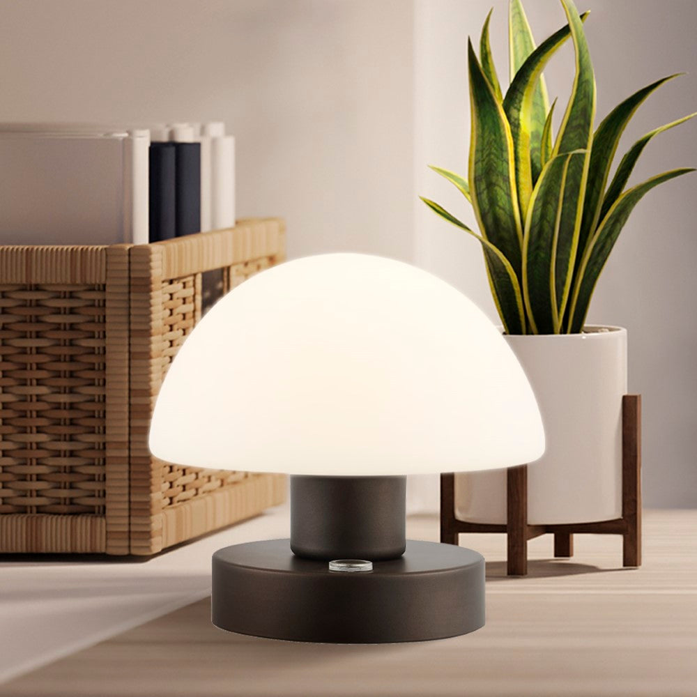 Modern mushroom 5.75" Bohemian Farmhouse Iron Rechargeable Integrated LED Table Lamp