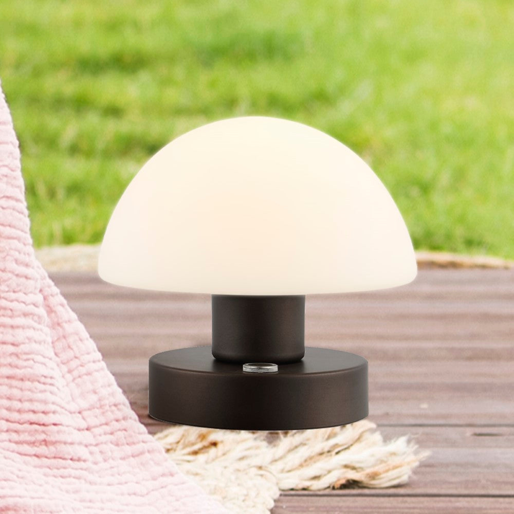 Modern mushroom 5.75" Bohemian Farmhouse Iron Rechargeable Integrated LED Table Lamp
