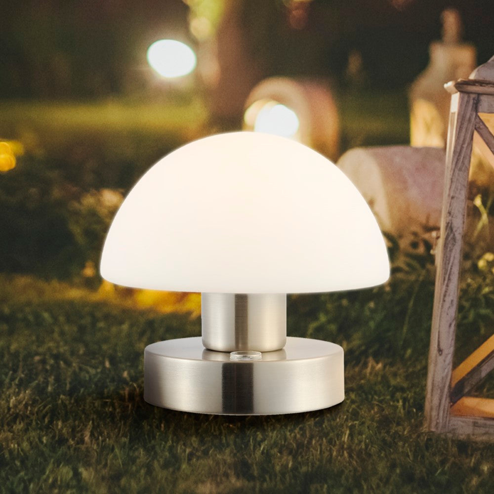 Modern mushroom 5.75" Bohemian Farmhouse Iron Rechargeable Integrated LED Table Lamp