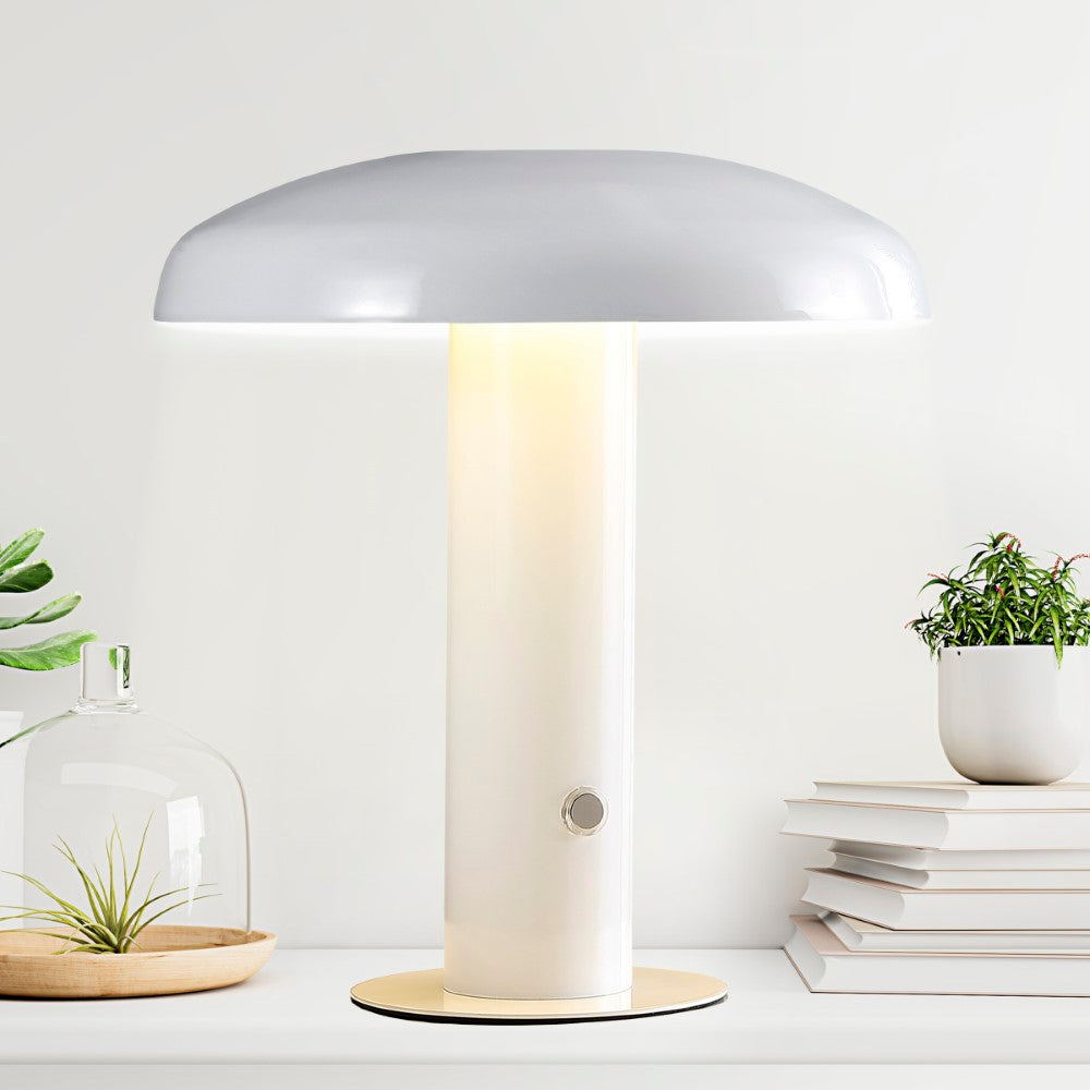 The Kasr Contemporary Bohemian Rechargeable/Cordless Iron Integrated LED Mushroom Table Lamp