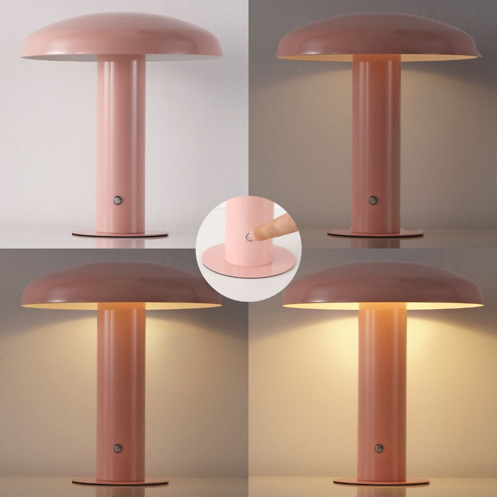 The Kasr Contemporary Bohemian Rechargeable/Cordless Iron Integrated LED Mushroom Table Lamp