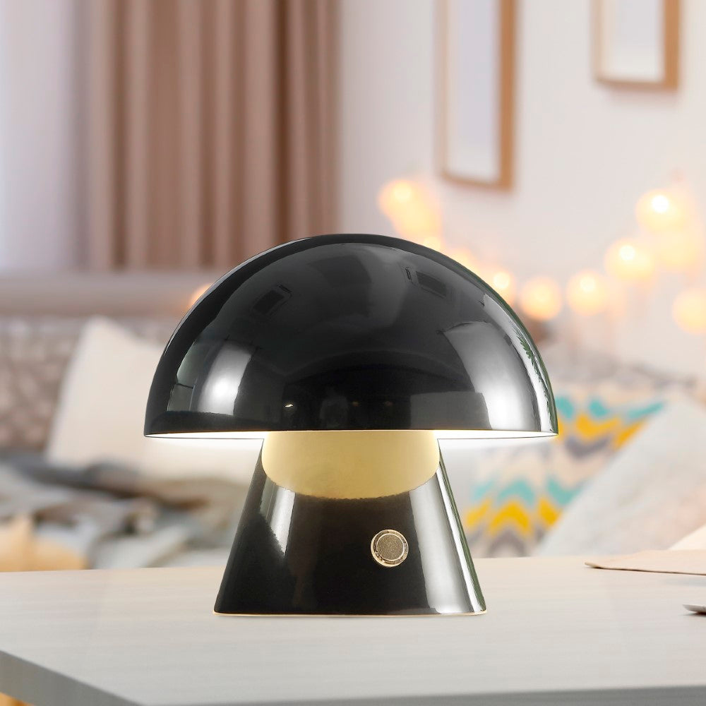 Porcini Contemporary Bohemian Rechargeable/Cordless Iron Integrated LED Mushroom Table Lamp