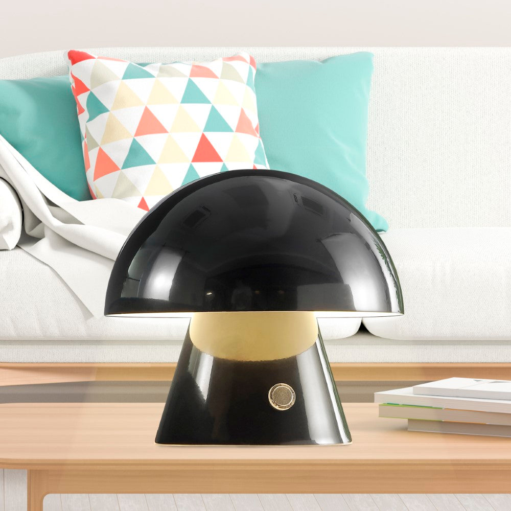 Porcini Contemporary Bohemian Rechargeable/Cordless Iron Integrated LED Mushroom Table Lamp