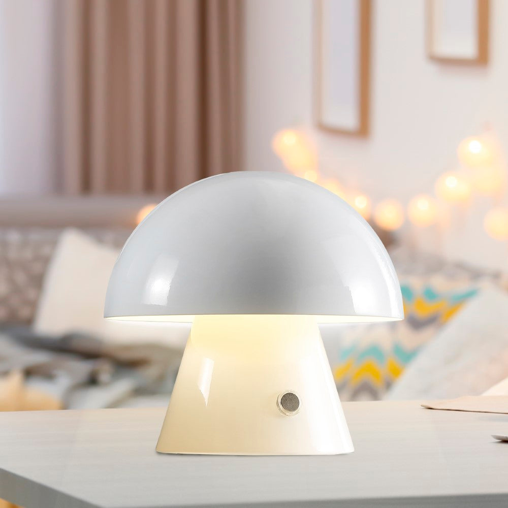Porcini Contemporary Bohemian Rechargeable/Cordless Iron Integrated LED Mushroom Table Lamp