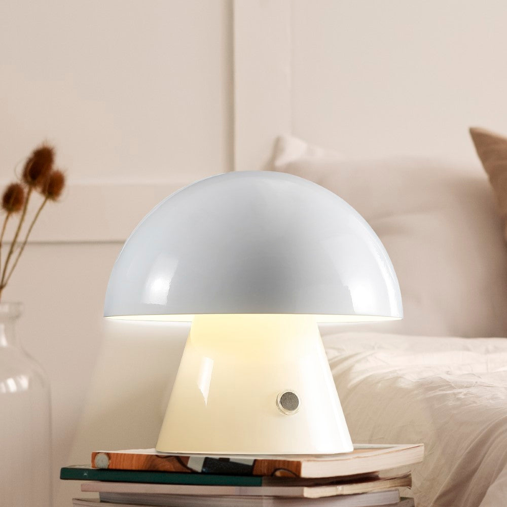 Porcini Contemporary Bohemian Rechargeable/Cordless Iron Integrated LED Mushroom Table Lamp
