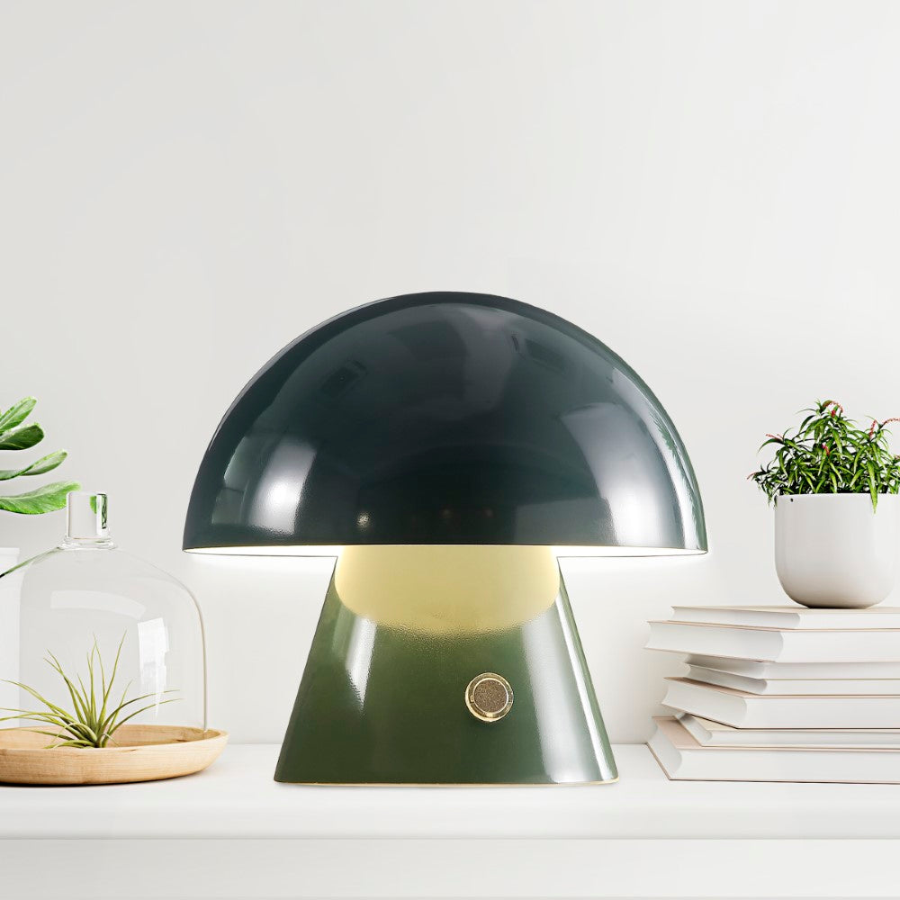 Porcini Contemporary Bohemian Rechargeable/Cordless Iron Integrated LED Mushroom Table Lamp