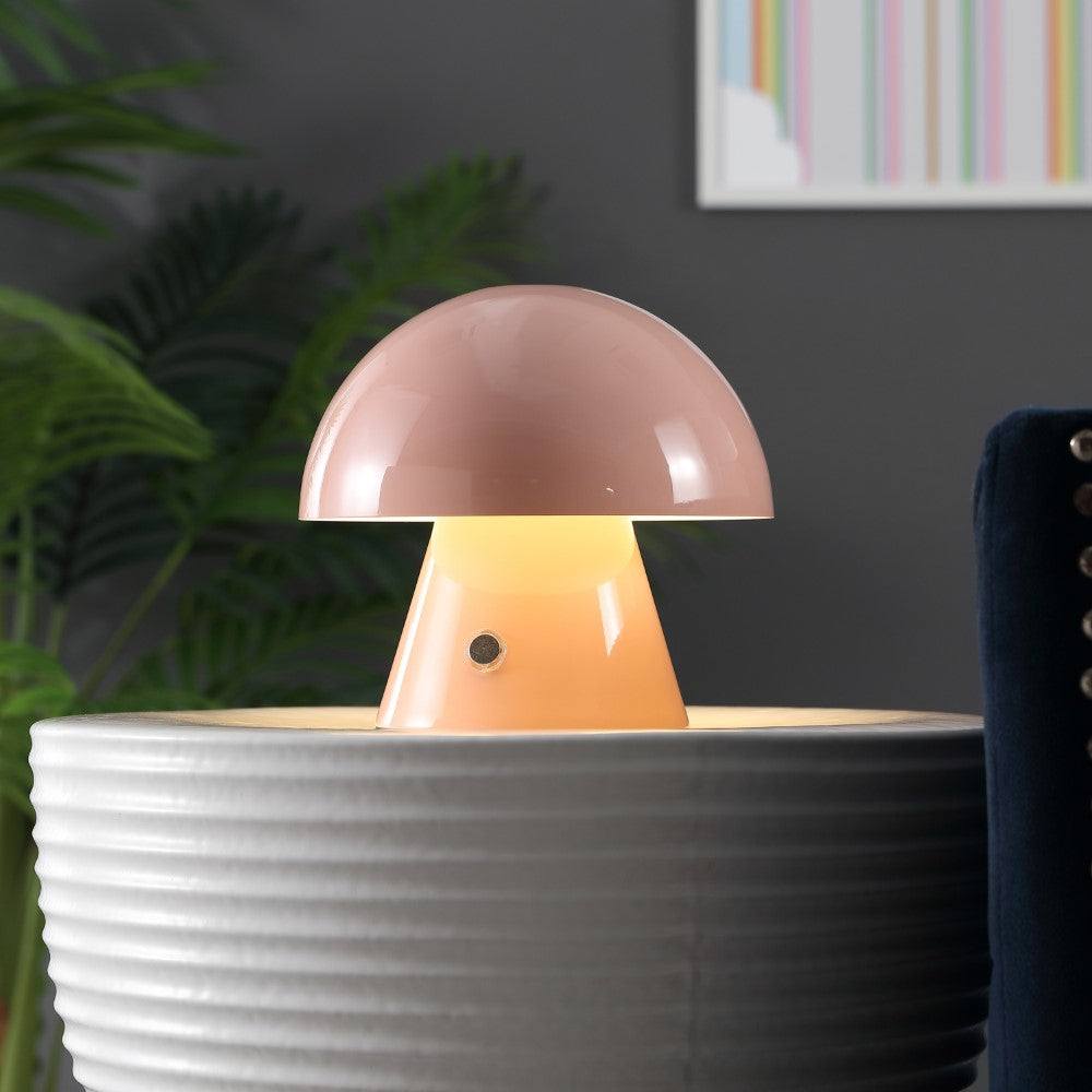 Porcini Contemporary Bohemian Rechargeable/Cordless Iron Integrated LED Mushroom Table Lamp