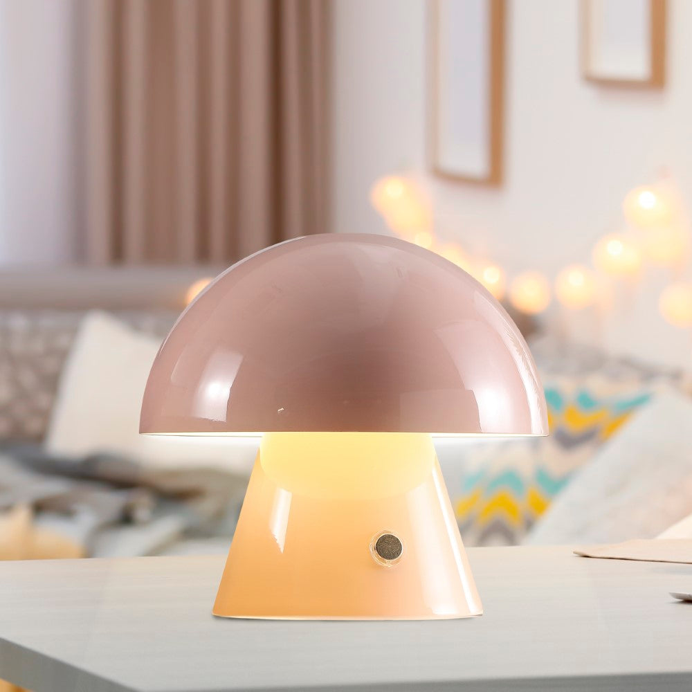 Porcini Contemporary Bohemian Rechargeable/Cordless Iron Integrated LED Mushroom Table Lamp