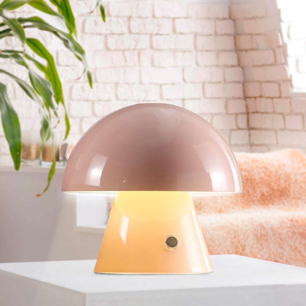 Porcini Contemporary Bohemian Rechargeable/Cordless Iron Integrated LED Mushroom Table Lamp