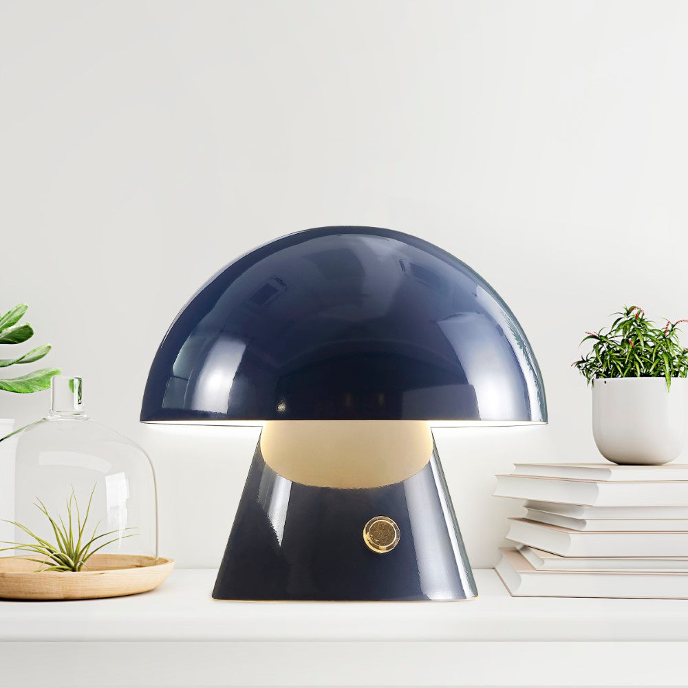 Porcini Contemporary Bohemian Rechargeable/Cordless Iron Integrated LED Mushroom Table Lamp