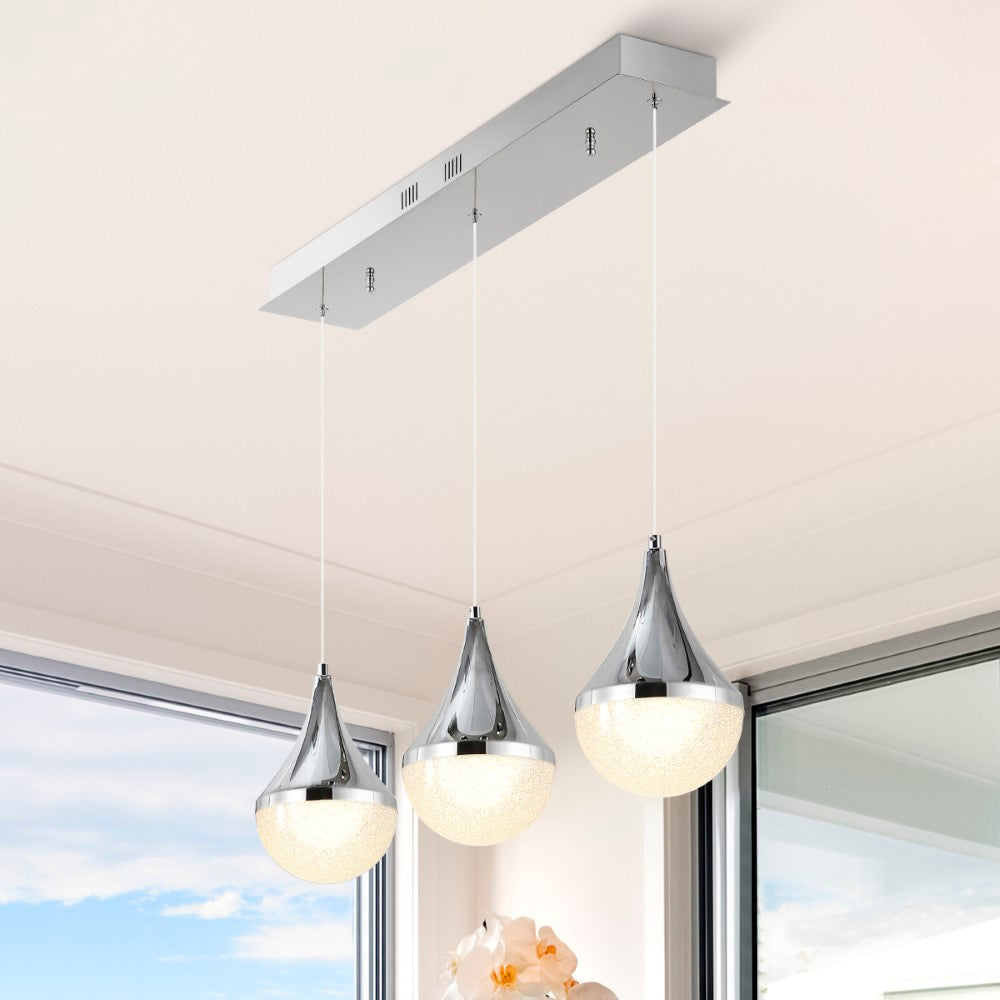 Ralph Teardrop Modern Mid-Century Iron/Acrylic Integrated Linear LED Pendant