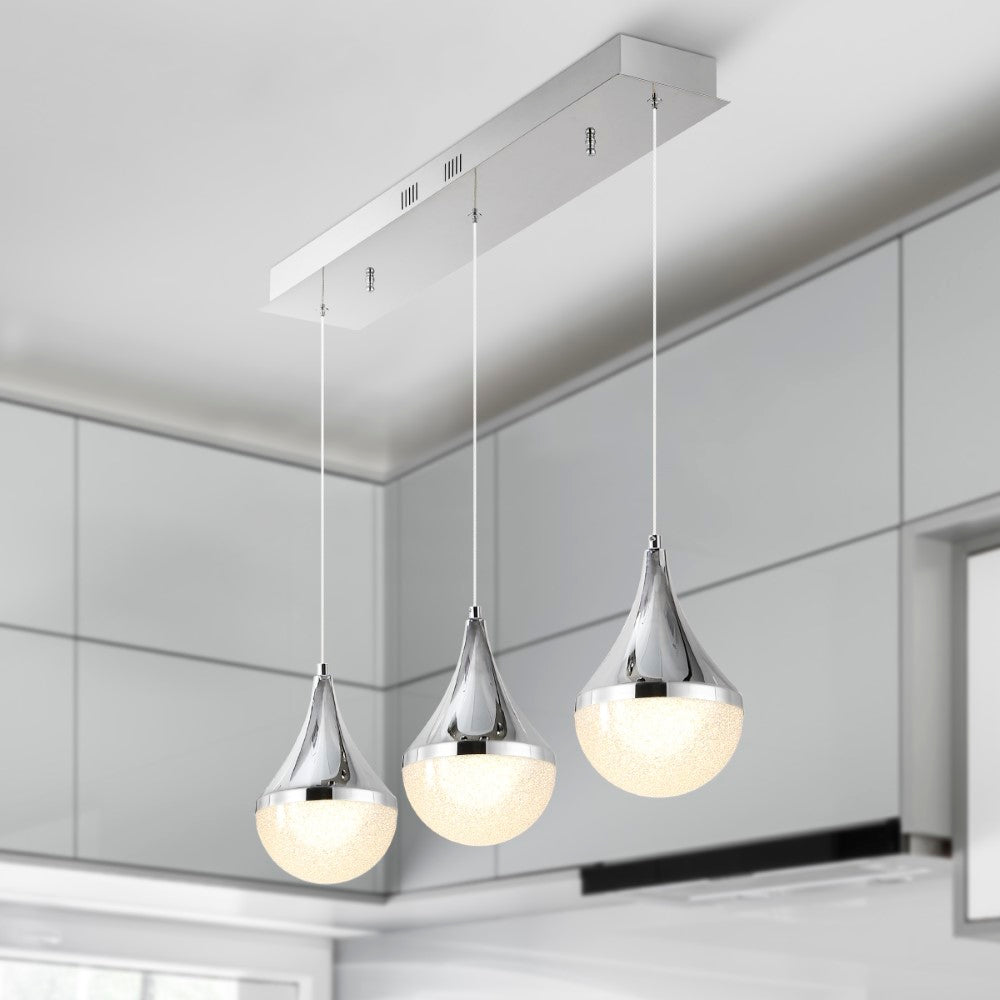 Ralph Teardrop Modern Mid-Century Iron/Acrylic Integrated Linear LED Pendant