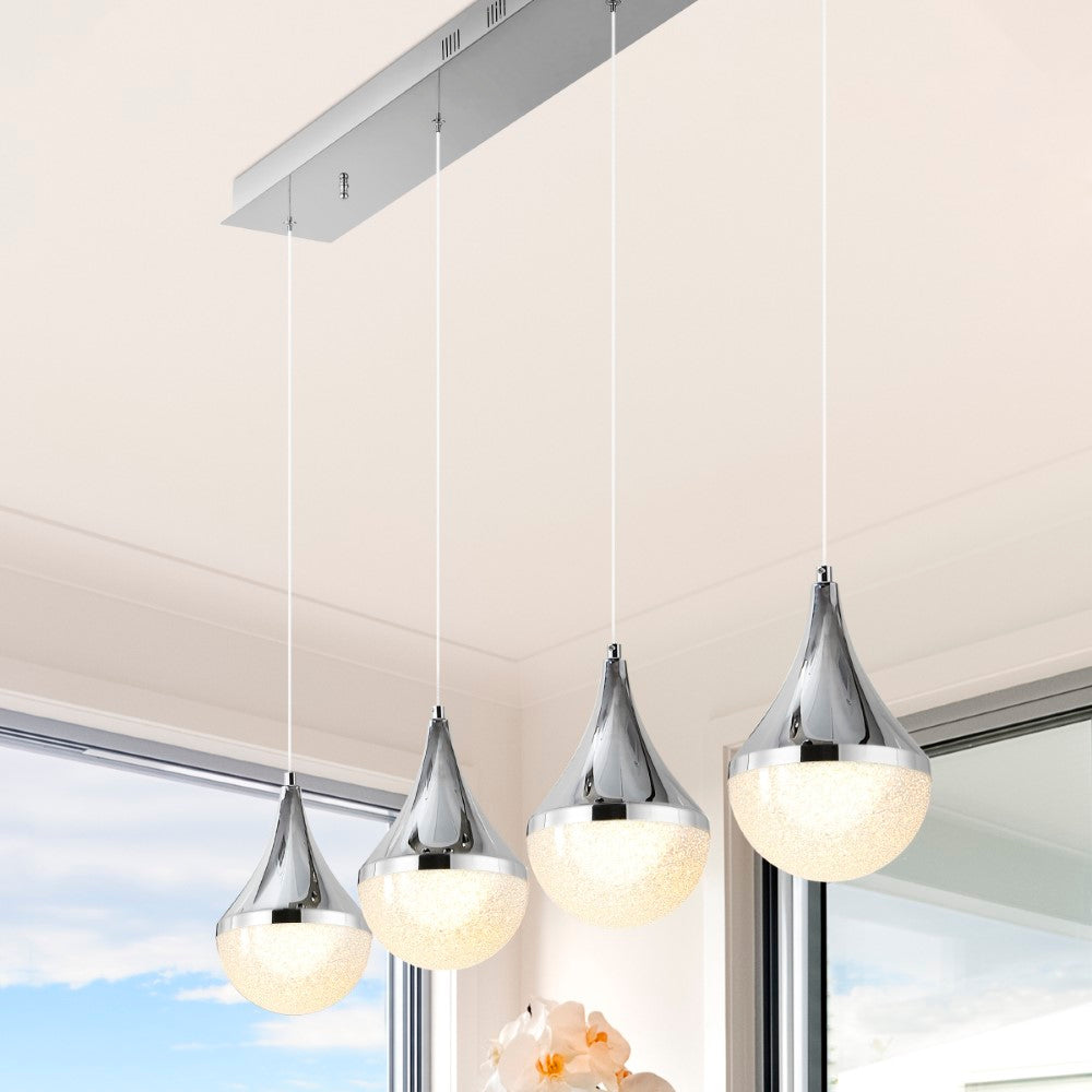 Ralph Teardrop Modern Mid-Century Iron/Acrylic Integrated Linear LED Pendant