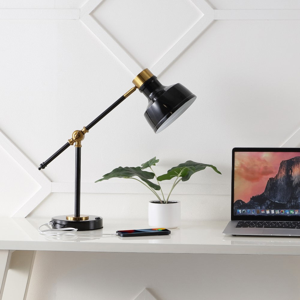Charles 18.5" Classic Farmhouse Adjustable Cantilever LED Task Lamp with USB Charging Port