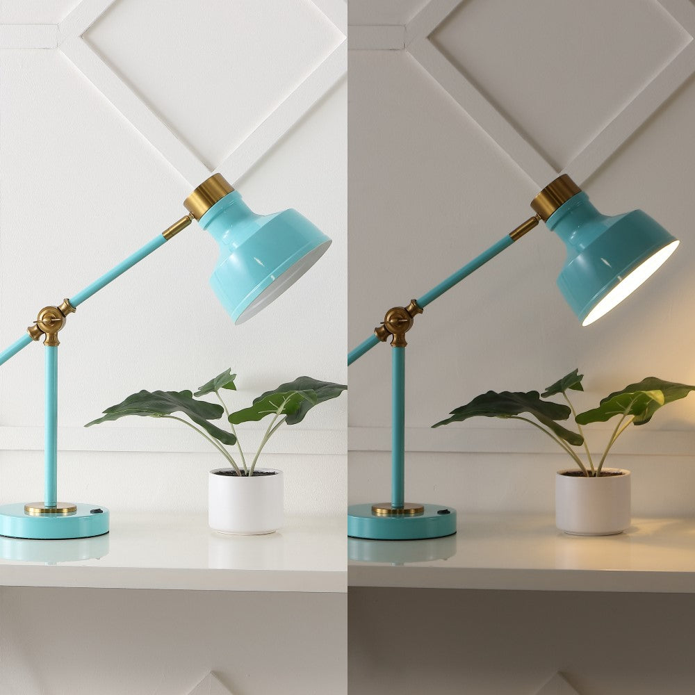 Charles 18.5" Classic Farmhouse Adjustable Cantilever LED Task Lamp with USB Charging Port