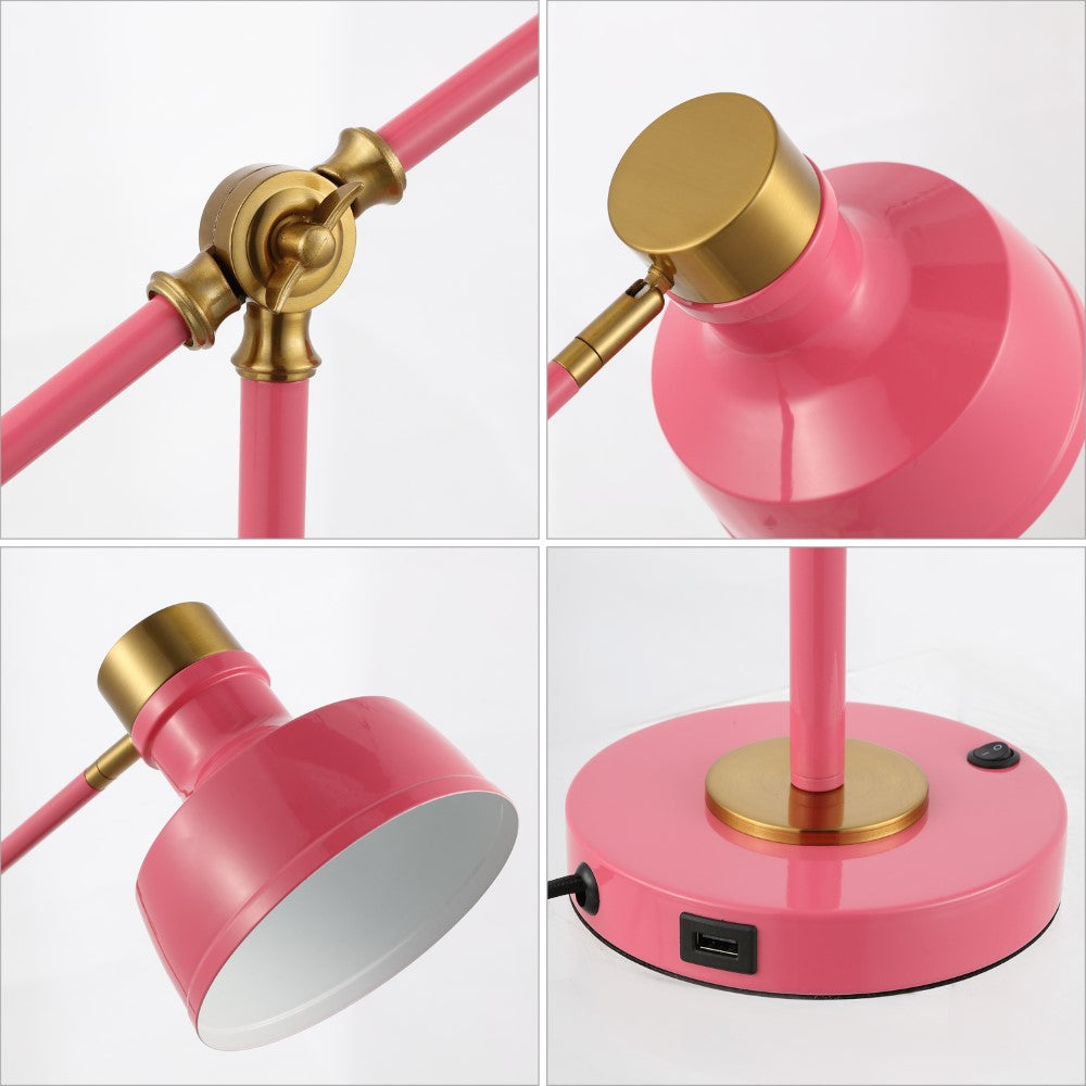 Charles 18.5" Classic Farmhouse Adjustable Cantilever LED Task Lamp with USB Charging Port
