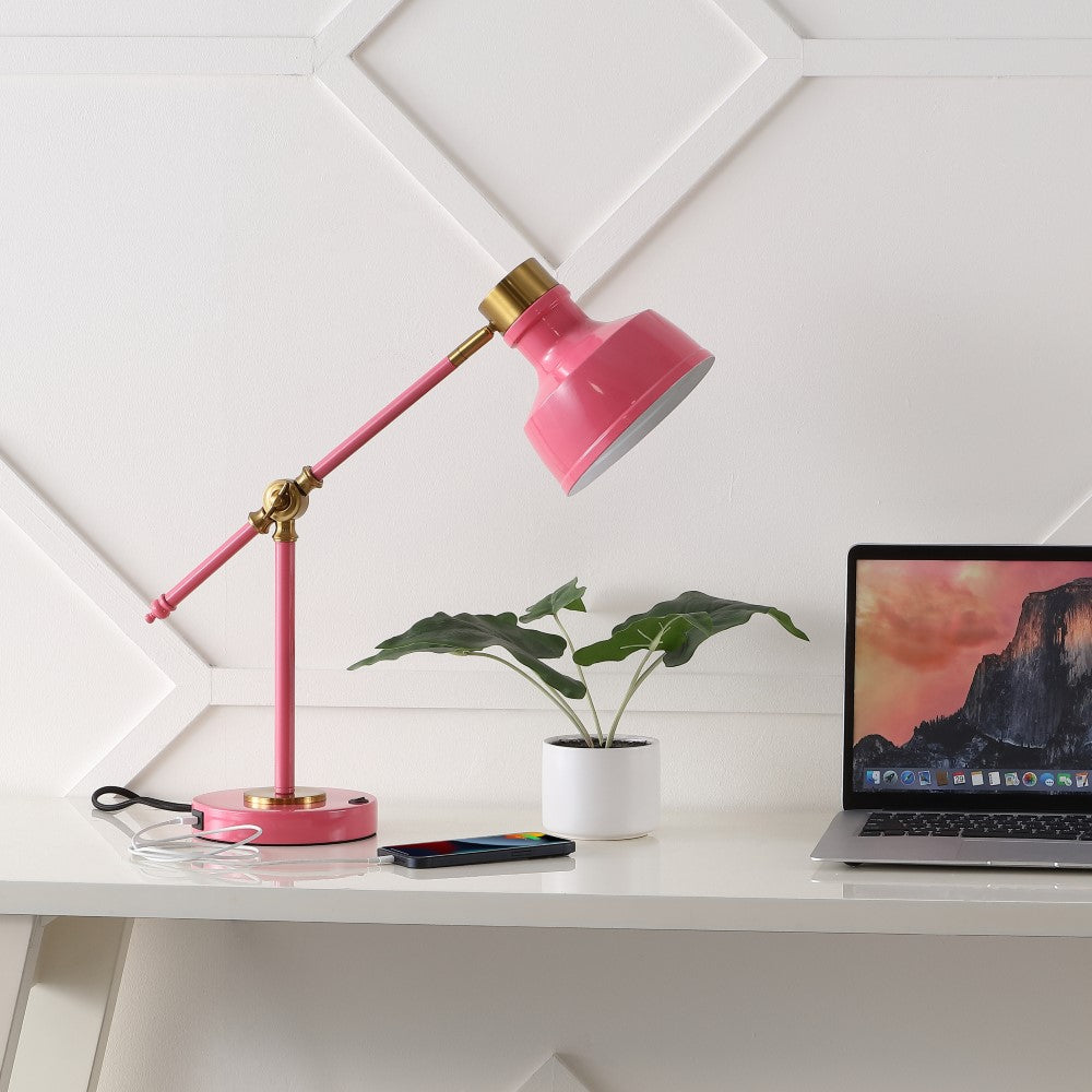 Charles 18.5" Classic Farmhouse Adjustable Cantilever LED Task Lamp with USB Charging Port
