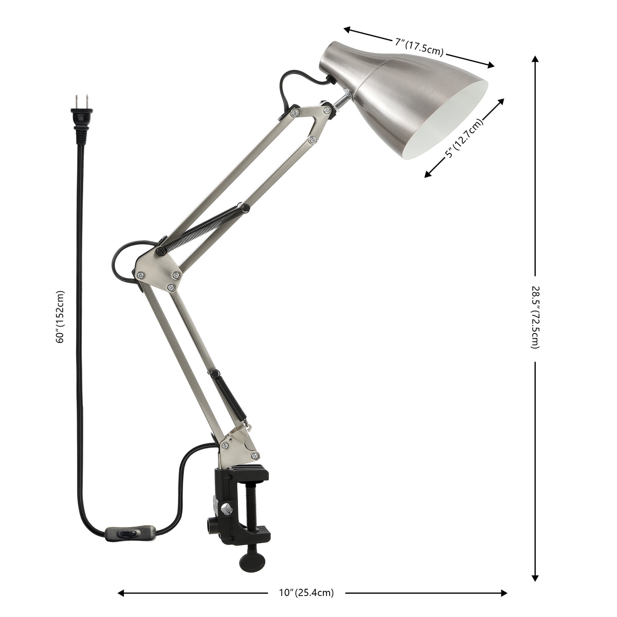 Standard 28.5" Classic Industrial Adjustable Articulated Clamp-On LED Task Lamp