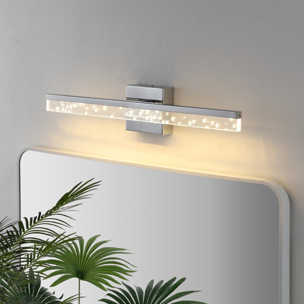 Gesto 22" Modern Contemporary 360-Degree Rotatable Iron/Seeded Acrylic Integrated LED Vanity Light