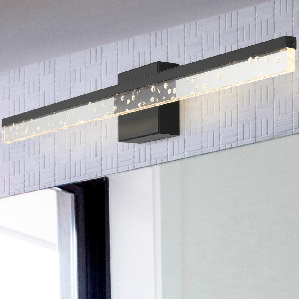 Gesto 22" Modern Contemporary 360-Degree Rotatable Iron/Seeded Acrylic Integrated LED Vanity Light