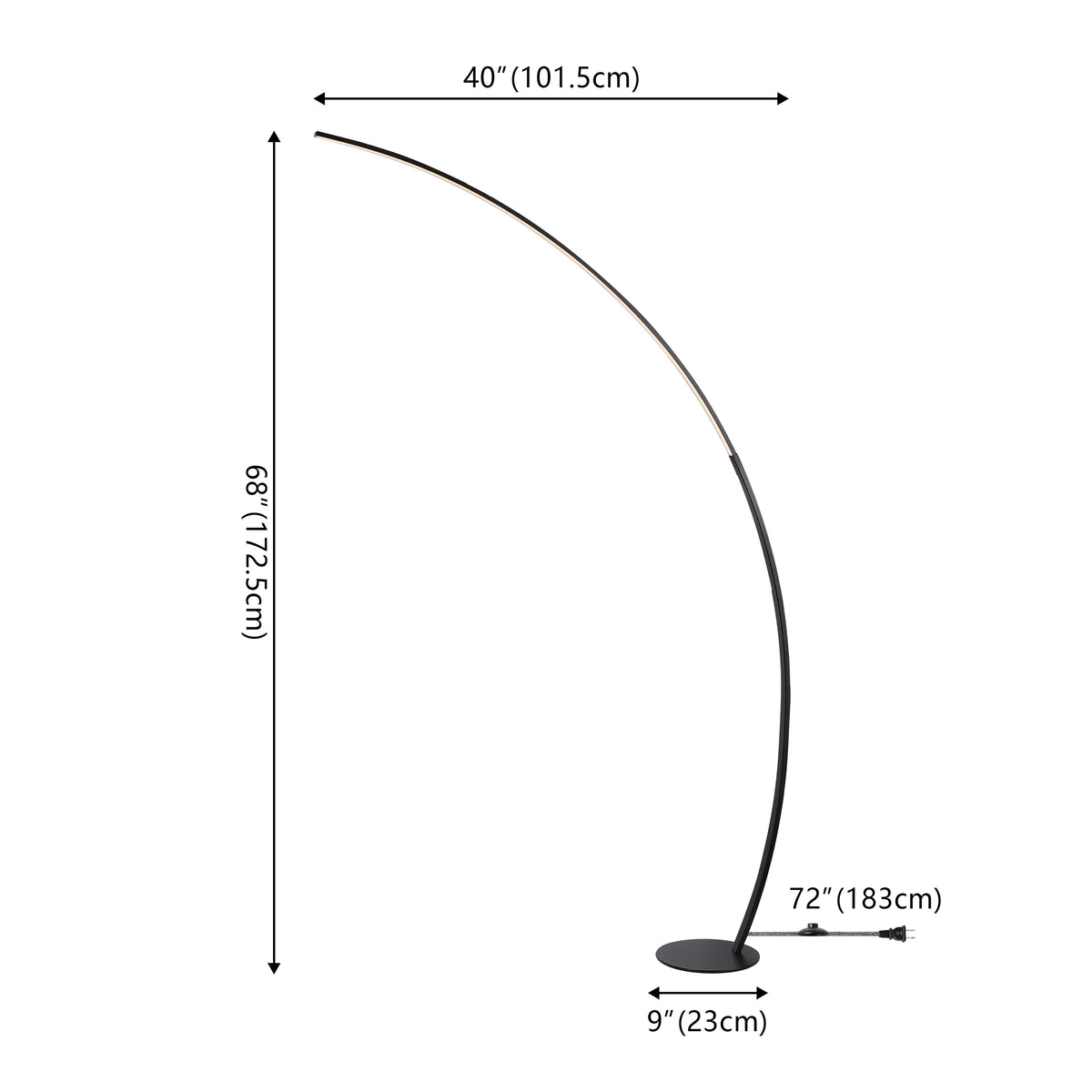 Depuley 68" Contemporary Minimalist Metal Arc Dimmable Integrated LED Floor Lamp