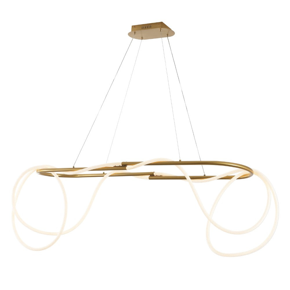 Lisette 59" Contemporary Minimalist 360 Adjustable Silicone Rope/Metal Dimmable Integrated LED Chandelier
