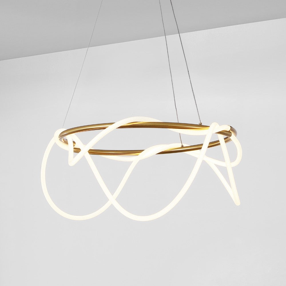 Riya 25" Contemporary Minimalist 360 Adjustable Silicone Neon Rope Dimmable Integrated LED Chandelier