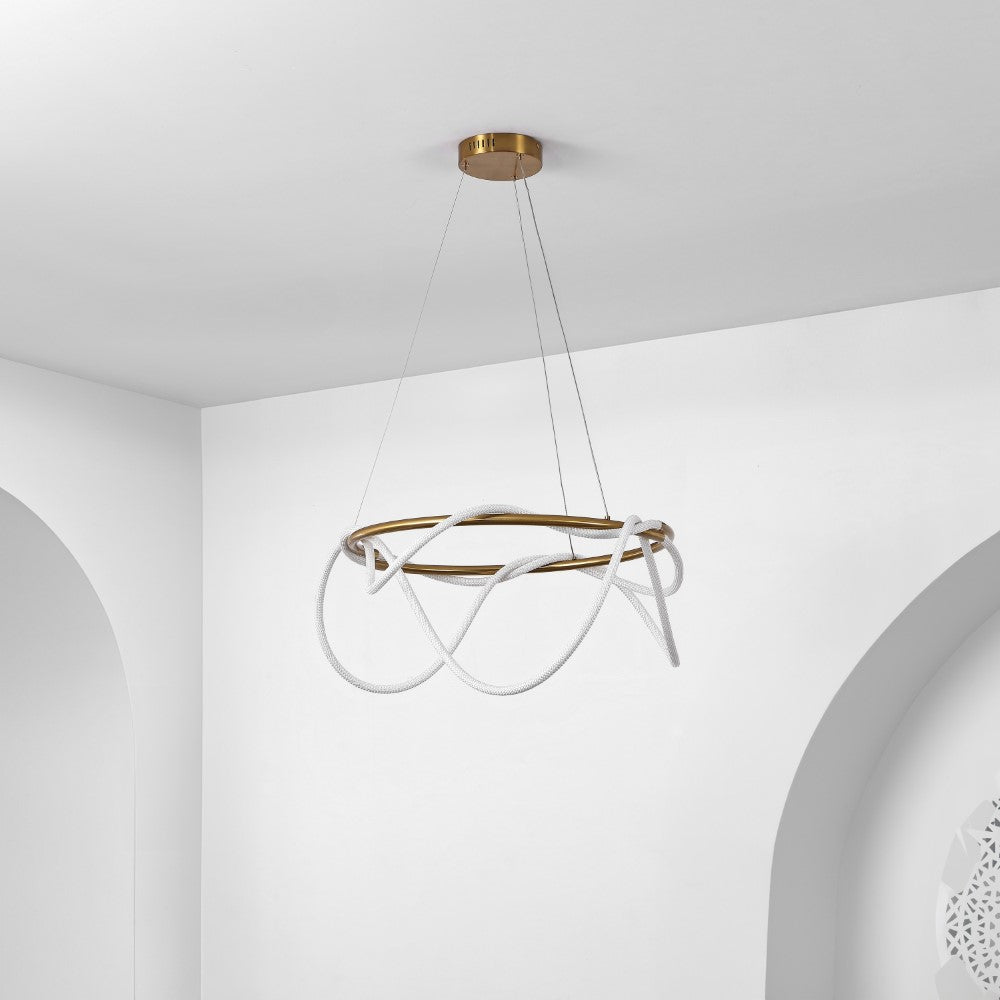 Riya 25" Contemporary Minimalist 360 Adjustable Silicone Neon Rope Dimmable Integrated LED Chandelier