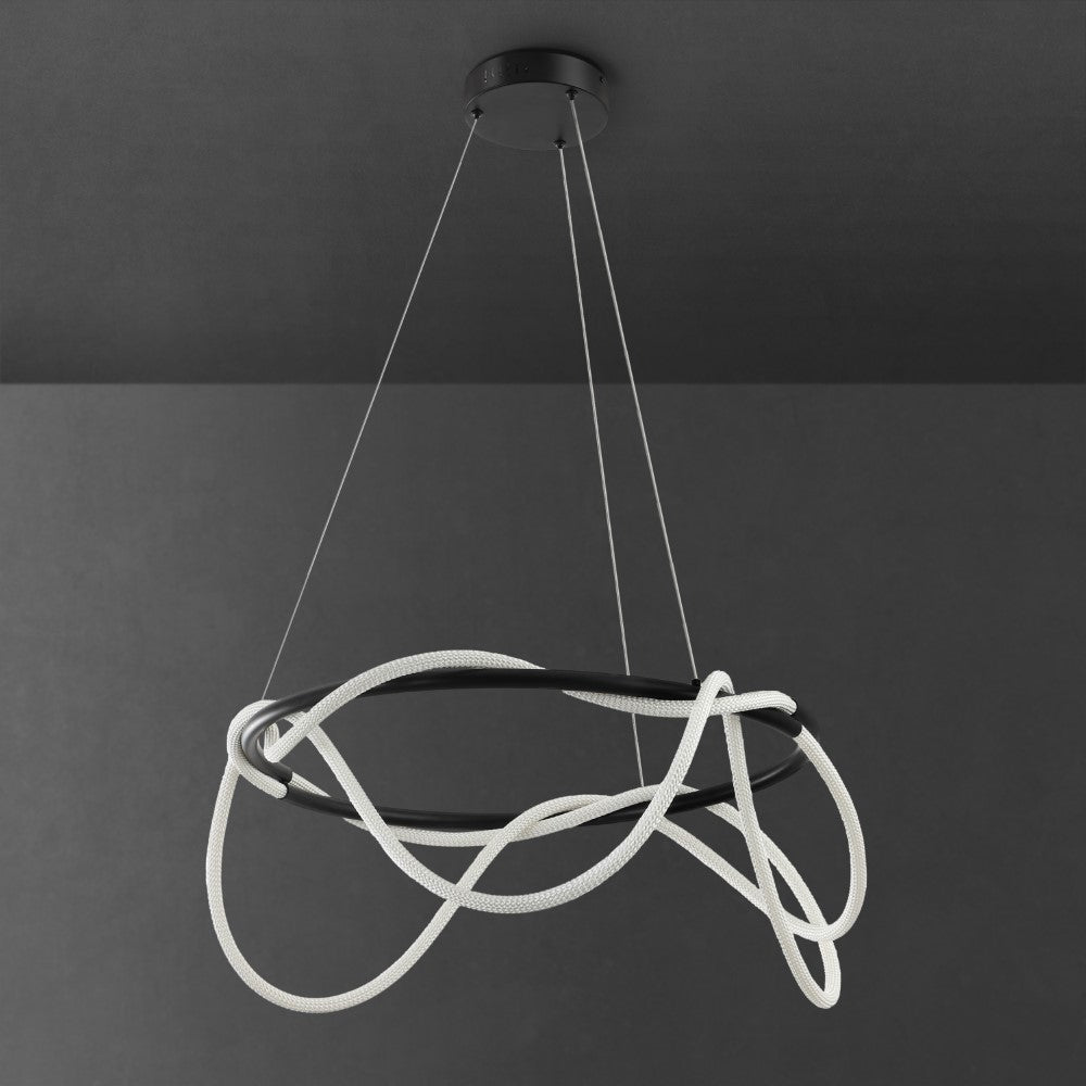Riya 25" Contemporary Minimalist 360 Adjustable Silicone Neon Rope Dimmable Integrated LED Chandelier