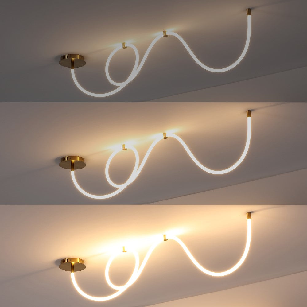 Serafina 55" Contemporary Minimalist 360 Adjustable Silicone Neon Rope Dimmable Linear Integrated LED Flush Mount