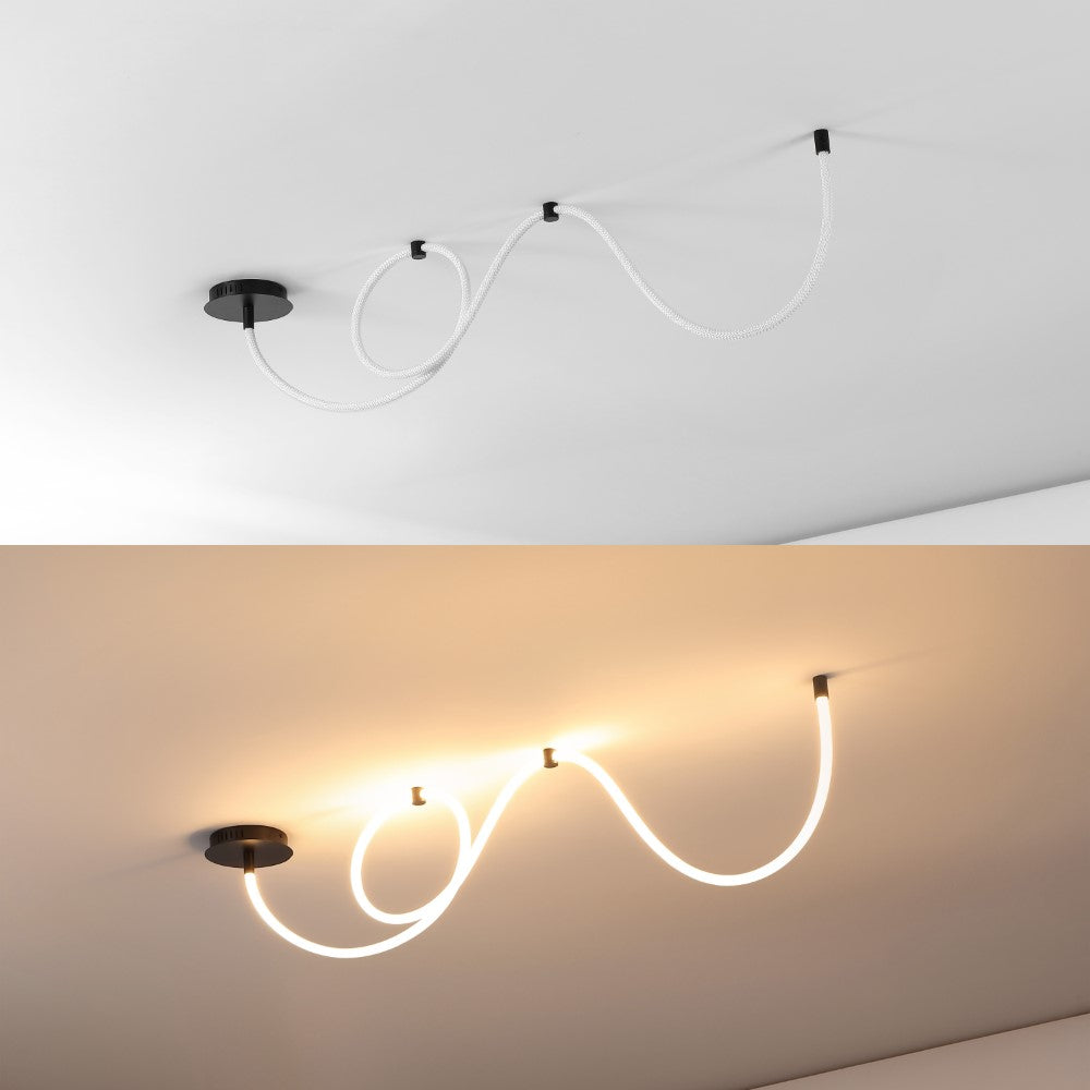 Serafina 55" Contemporary Minimalist 360 Adjustable Silicone Neon Rope Dimmable Linear Integrated LED Flush Mount
