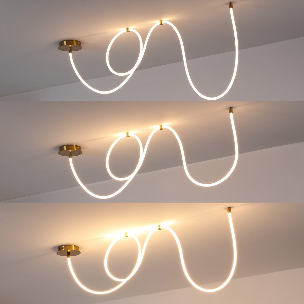 Serafina 62" Contemporary Minimalist 360 Adjustable Silicone Neon Rope Dimmable Linear Integrated LED Flush Mount