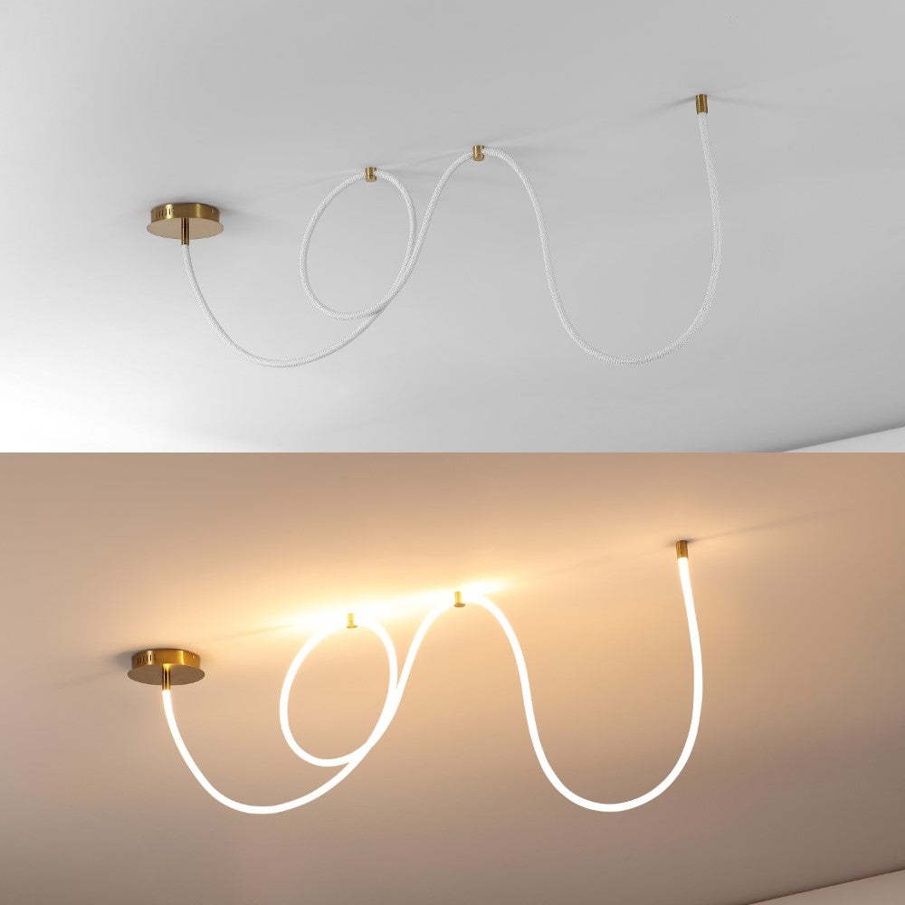 Serafina 62" Contemporary Minimalist 360 Adjustable Silicone Neon Rope Dimmable Linear Integrated LED Flush Mount