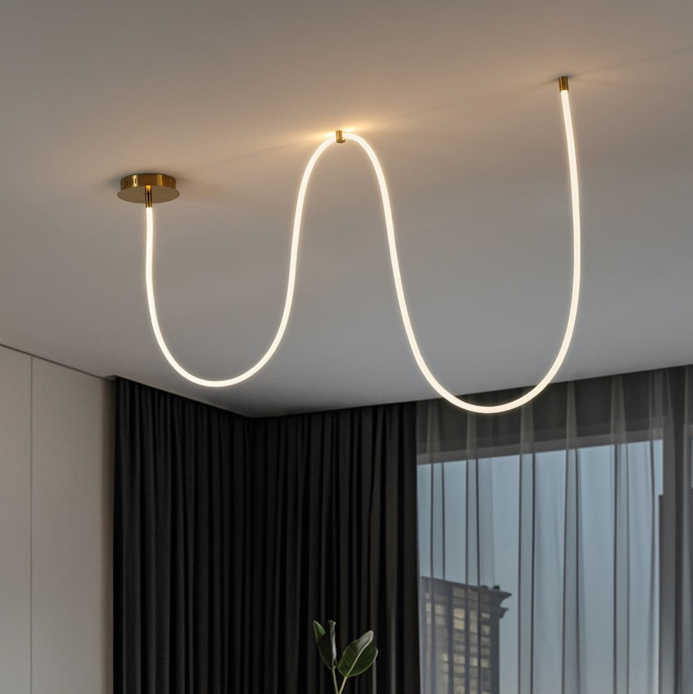 Serafina 62" Contemporary Minimalist 360 Adjustable Silicone Neon Rope Dimmable Linear Integrated LED Flush Mount