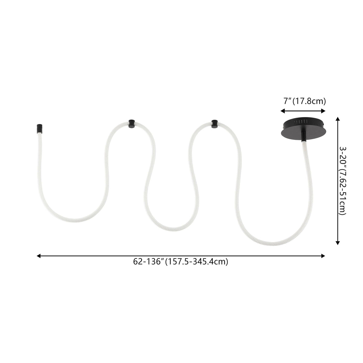 Serafina 62" Contemporary Minimalist 360 Adjustable Silicone Neon Rope Dimmable Linear Integrated LED Flush Mount