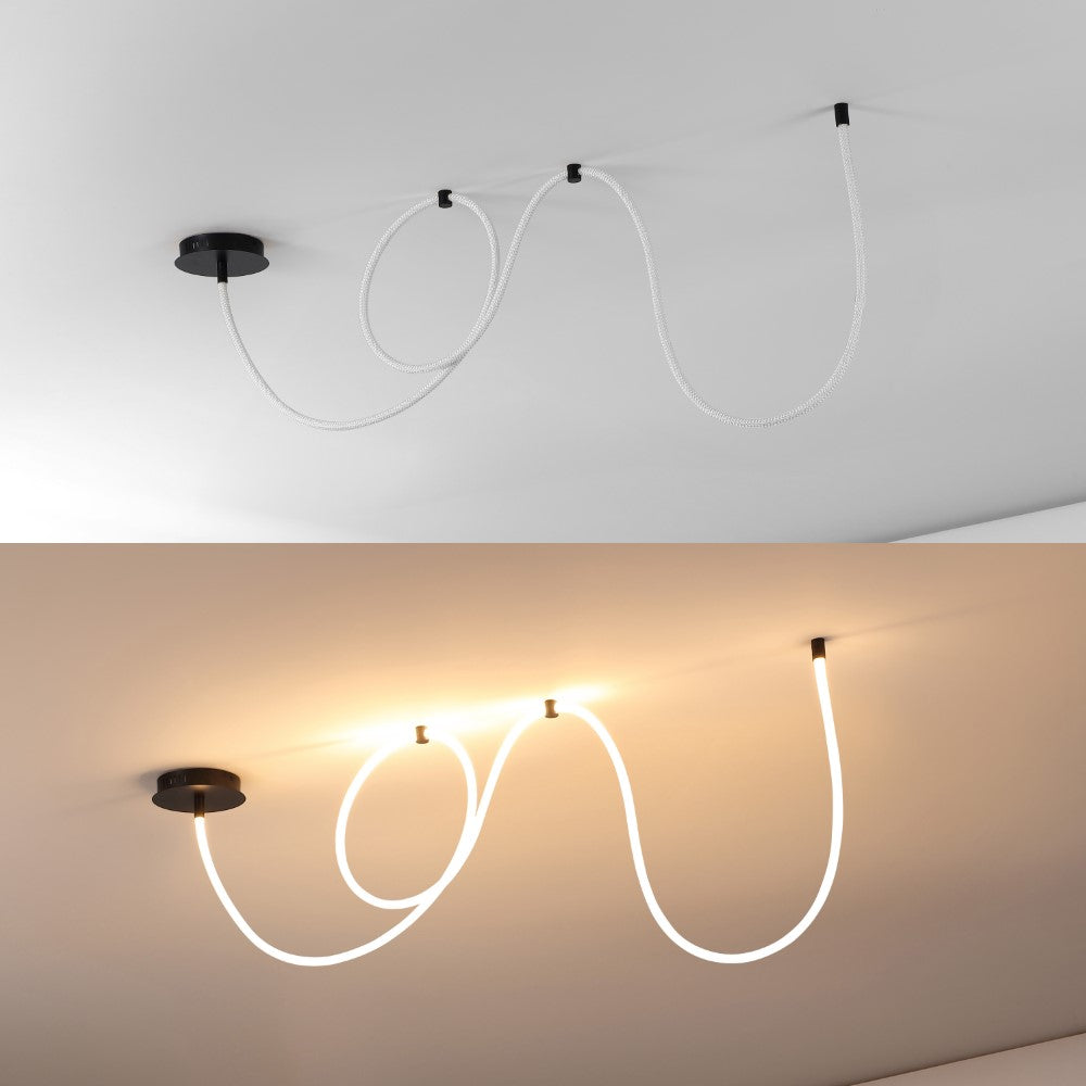 Serafina 62" Contemporary Minimalist 360 Adjustable Silicone Neon Rope Dimmable Linear Integrated LED Flush Mount