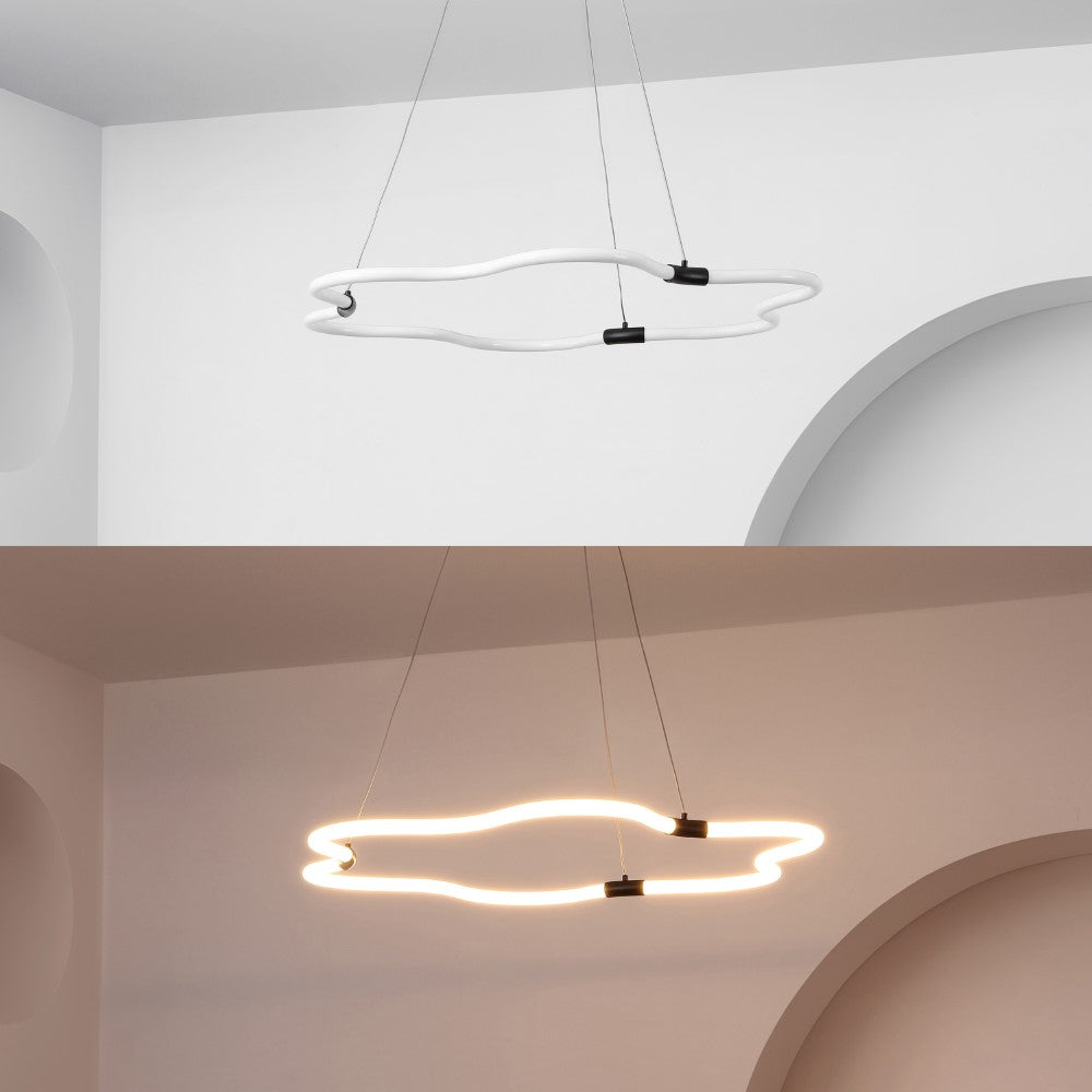 Jarpi 31.5" Contemporary Minimalist Metal/Acrylic Adjustable Dimmable Cloud Integrated LED Chandelier