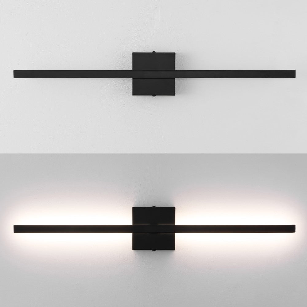 Shrut 28" Modern Minimalist Indoor/Outdoor Metal 350-Degree Rotatable Dimmable Integrated LED Wall Sconce