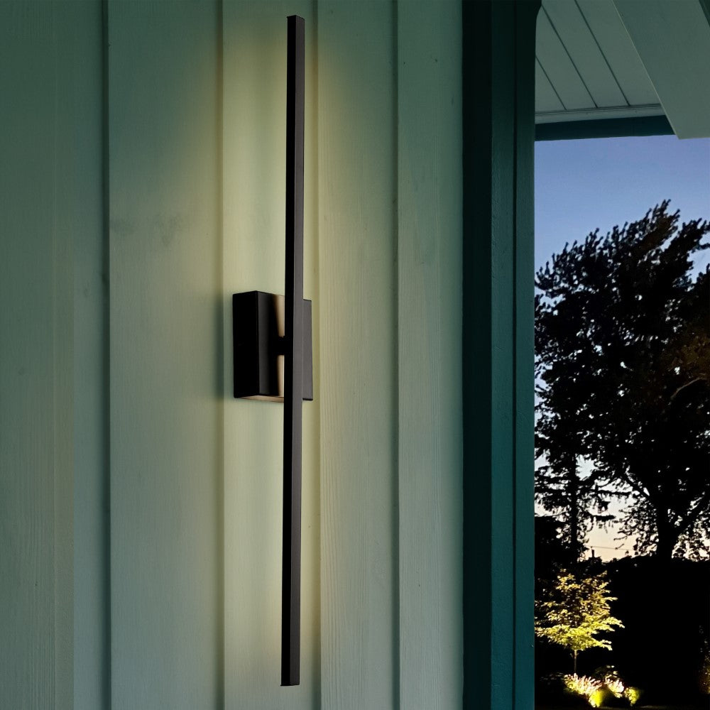 Shrut 28" Modern Minimalist Indoor/Outdoor Metal 350-Degree Rotatable Dimmable Integrated LED Wall Sconce