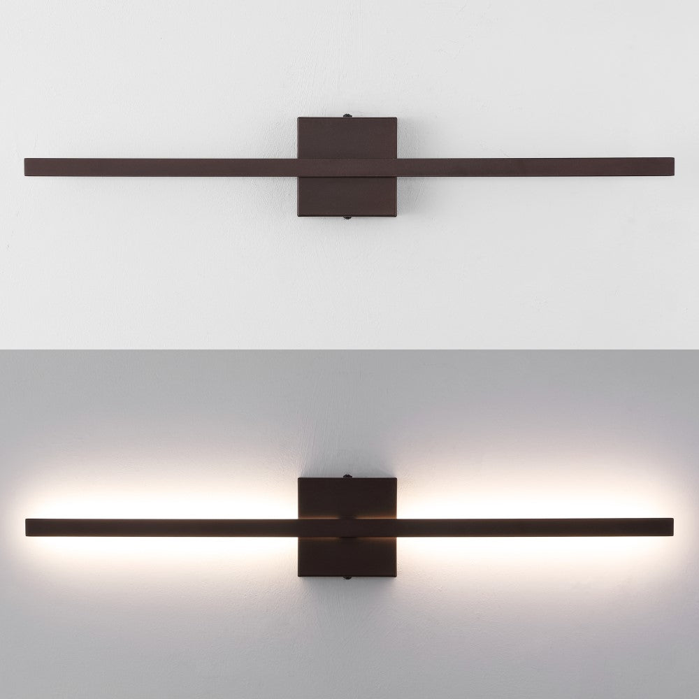 Shrut 28" Modern Minimalist Indoor/Outdoor Metal 350-Degree Rotatable Dimmable Integrated LED Wall Sconce