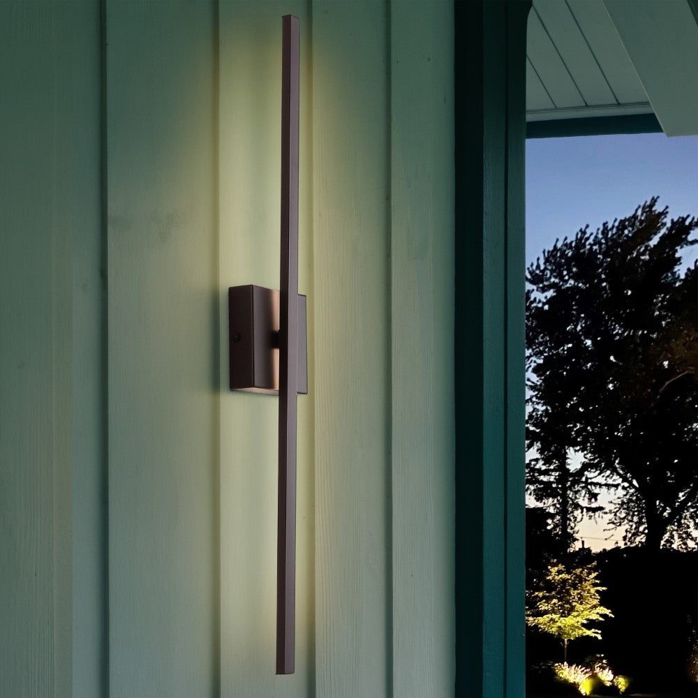 Shrut 28" Modern Minimalist Indoor/Outdoor Metal 350-Degree Rotatable Dimmable Integrated LED Wall Sconce