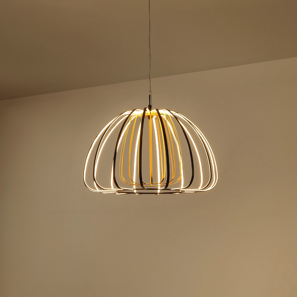 Gigi Modern Glam Metal Adjustable Dimmable Stripe Cage Integrated LED Pendant