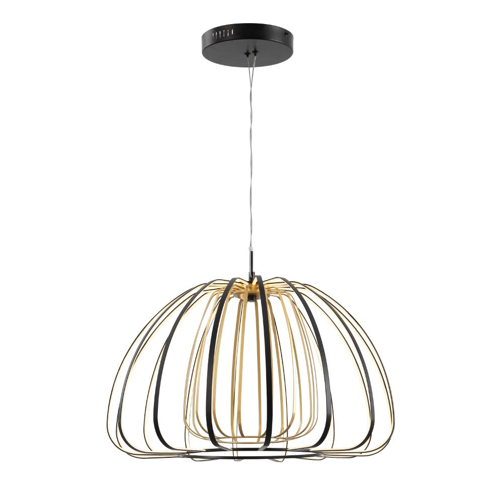 Gigi Modern Glam Metal Adjustable Dimmable Stripe Cage Integrated LED Pendant