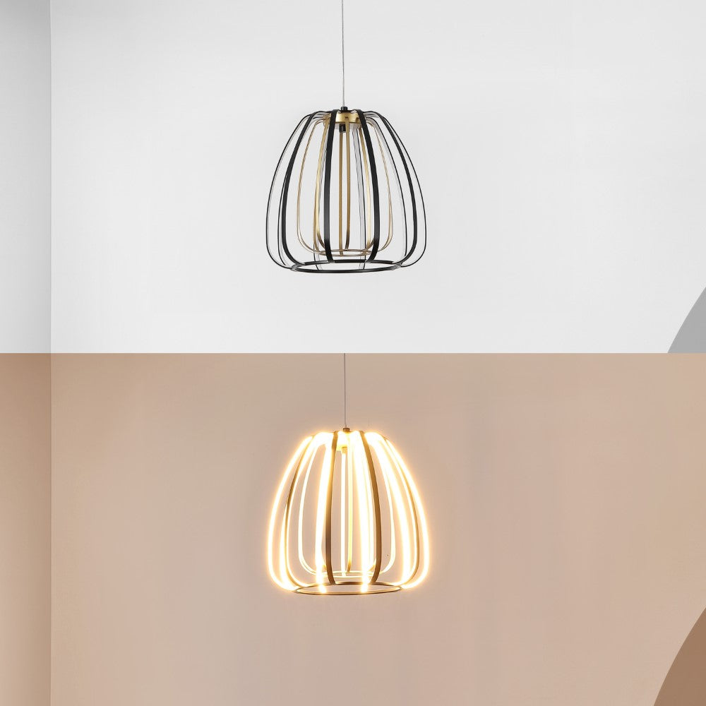 Gigi Modern Glam Metal Adjustable Dimmable Stripe Cage Integrated LED Pendant
