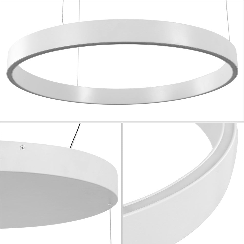 Jense 23.75" Minimalist Modern Metal Adjustable Dimmable Ring LED Pendant