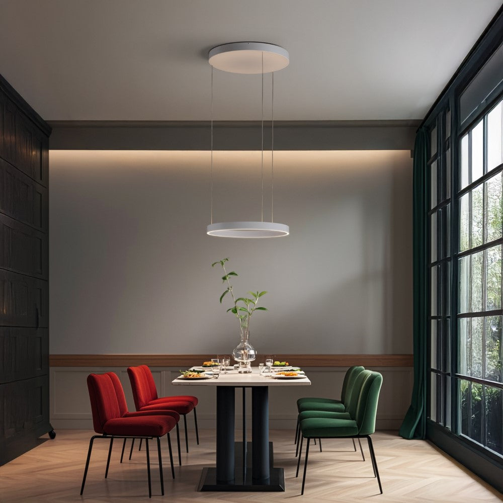 Jense 23.75" Minimalist Modern Metal Adjustable Dimmable Ring LED Pendant