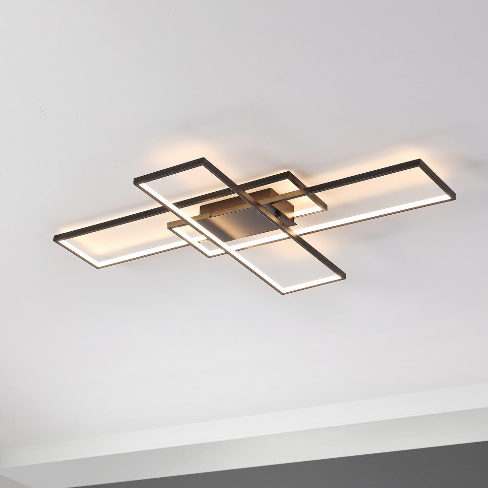 Vala 39" Contemporary Minimalist Metal Adjustable Dimmable Geometric Integrated LED Flush Mount