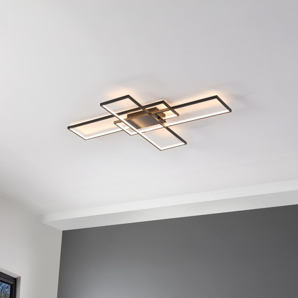 Vala 39" Contemporary Minimalist Metal Adjustable Dimmable Geometric Integrated LED Flush Mount