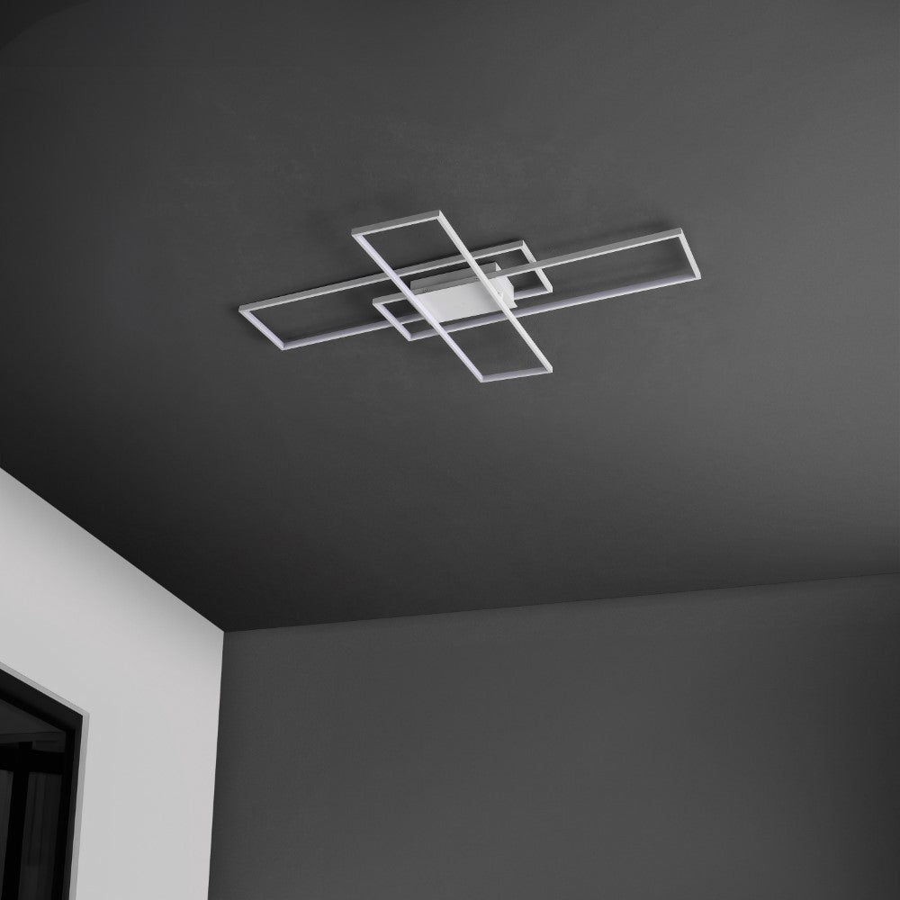 Vala 39" Contemporary Minimalist Metal Adjustable Dimmable Geometric Integrated LED Flush Mount